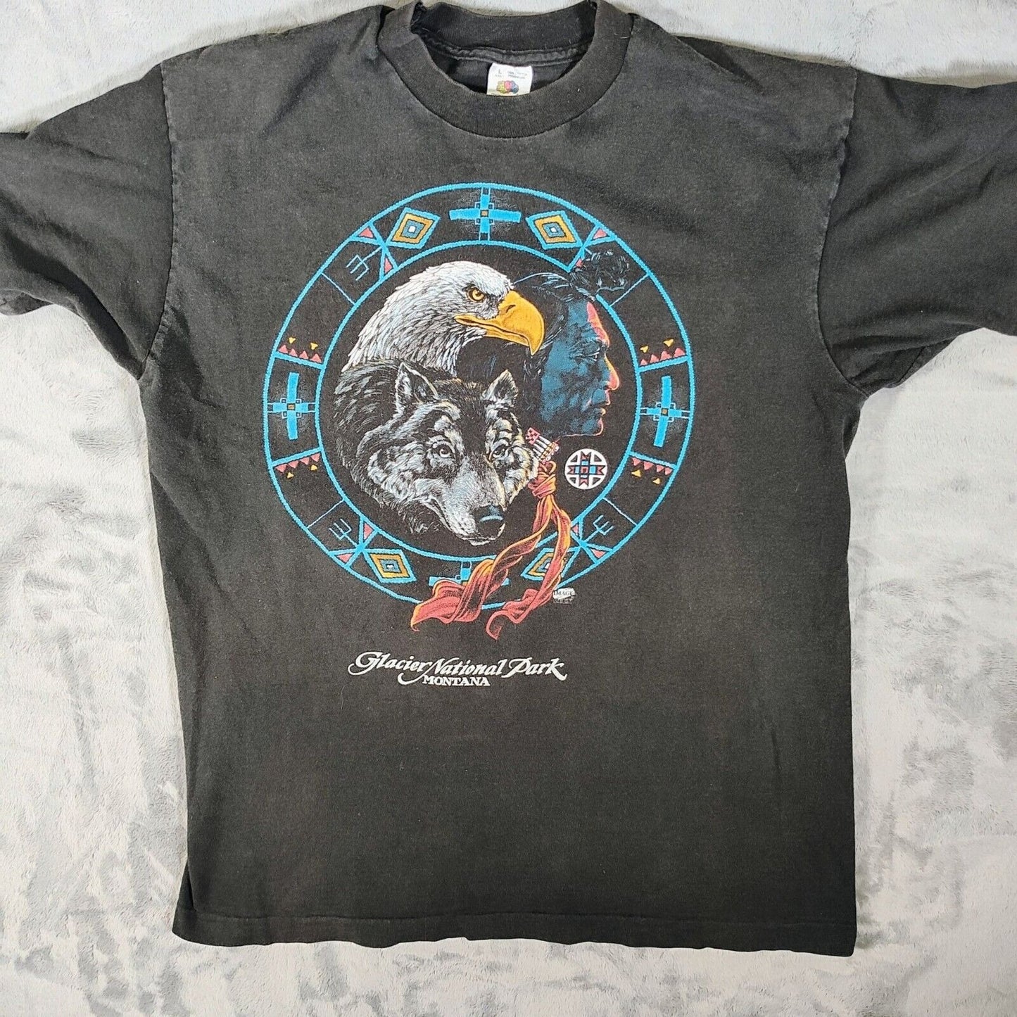 Vintage 1990s Single Stitch Glacier National Park Graphic Montana T-Shirt (L)