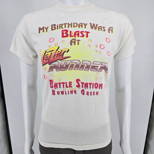 Vintage 1990s Lazer Runner Battle Station Bowling Green Birthday T-Shirt (M)