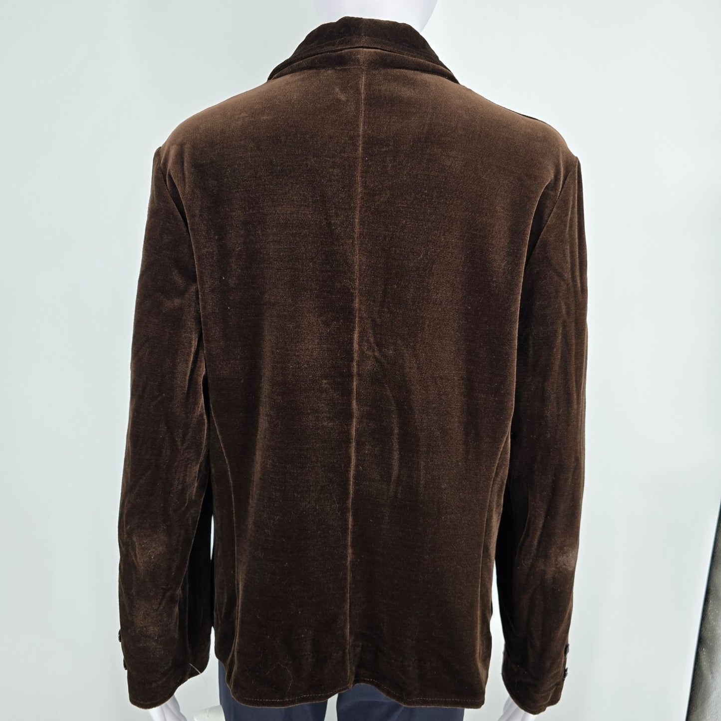 Vintage 1970s Butte Knit Women's Brown Shawl Collar Velour Blazer Jacket L)