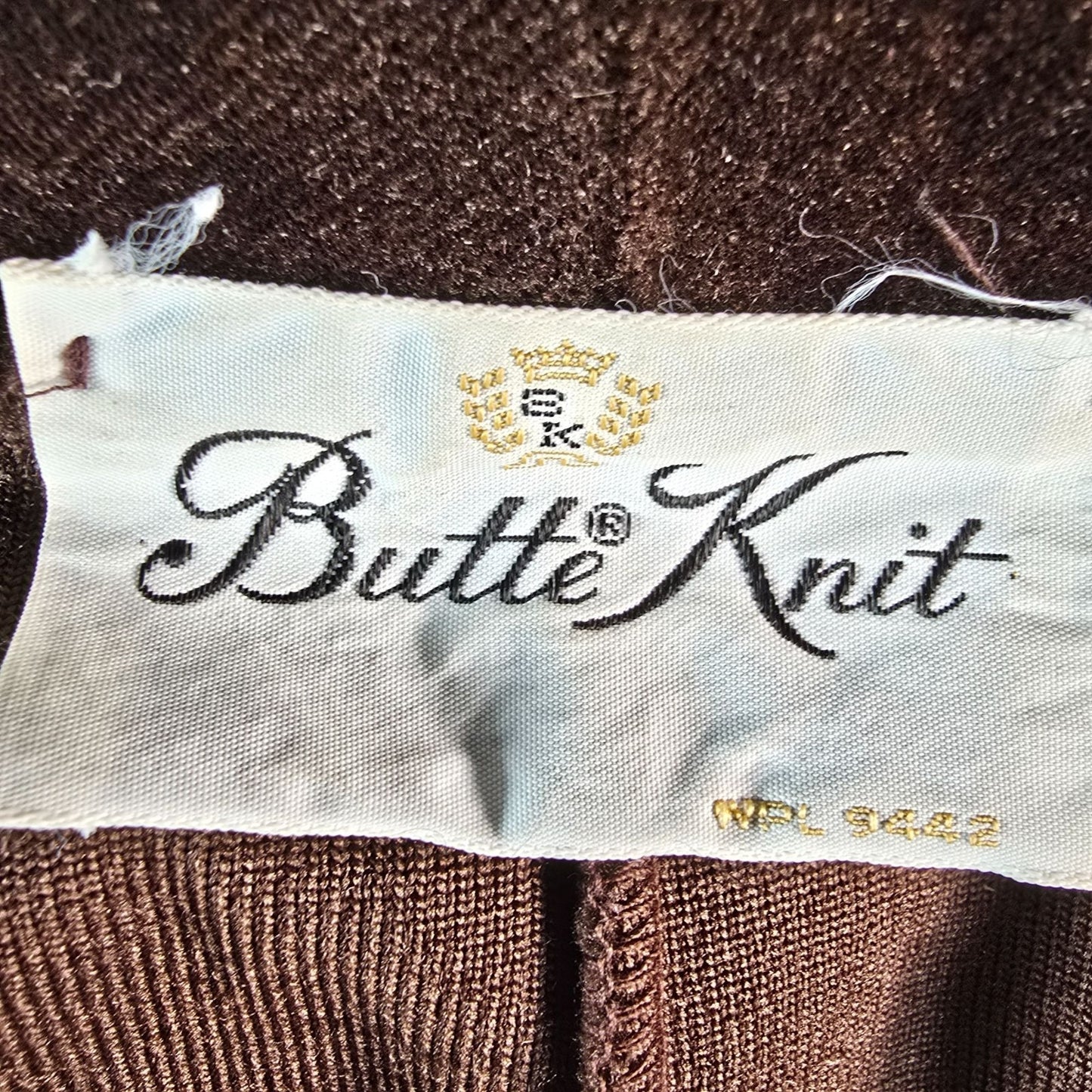 Vintage 1970s Butte Knit Women's Brown Shawl Collar Velour Blazer Jacket L)