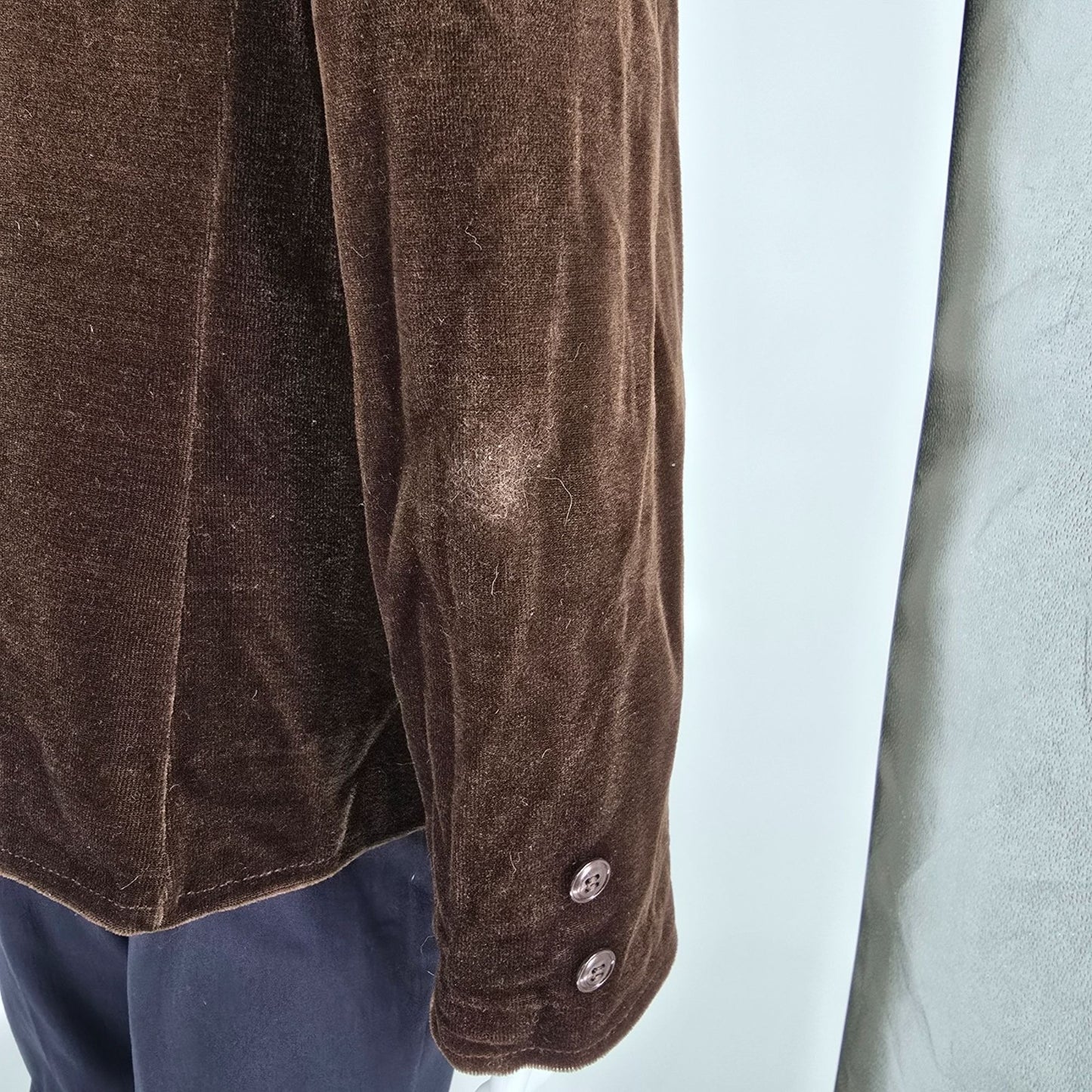 Vintage 1970s Butte Knit Women's Brown Shawl Collar Velour Blazer Jacket L)