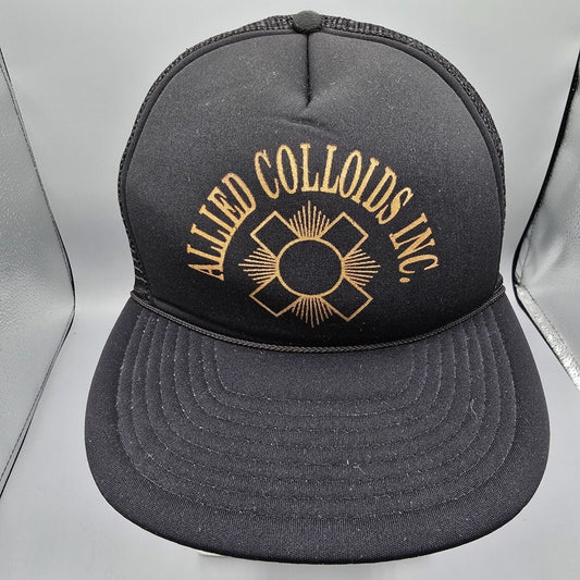 Vintage Allied Colloids Inc. Adjustable Mesh Back Black Snapback Trucker Hat