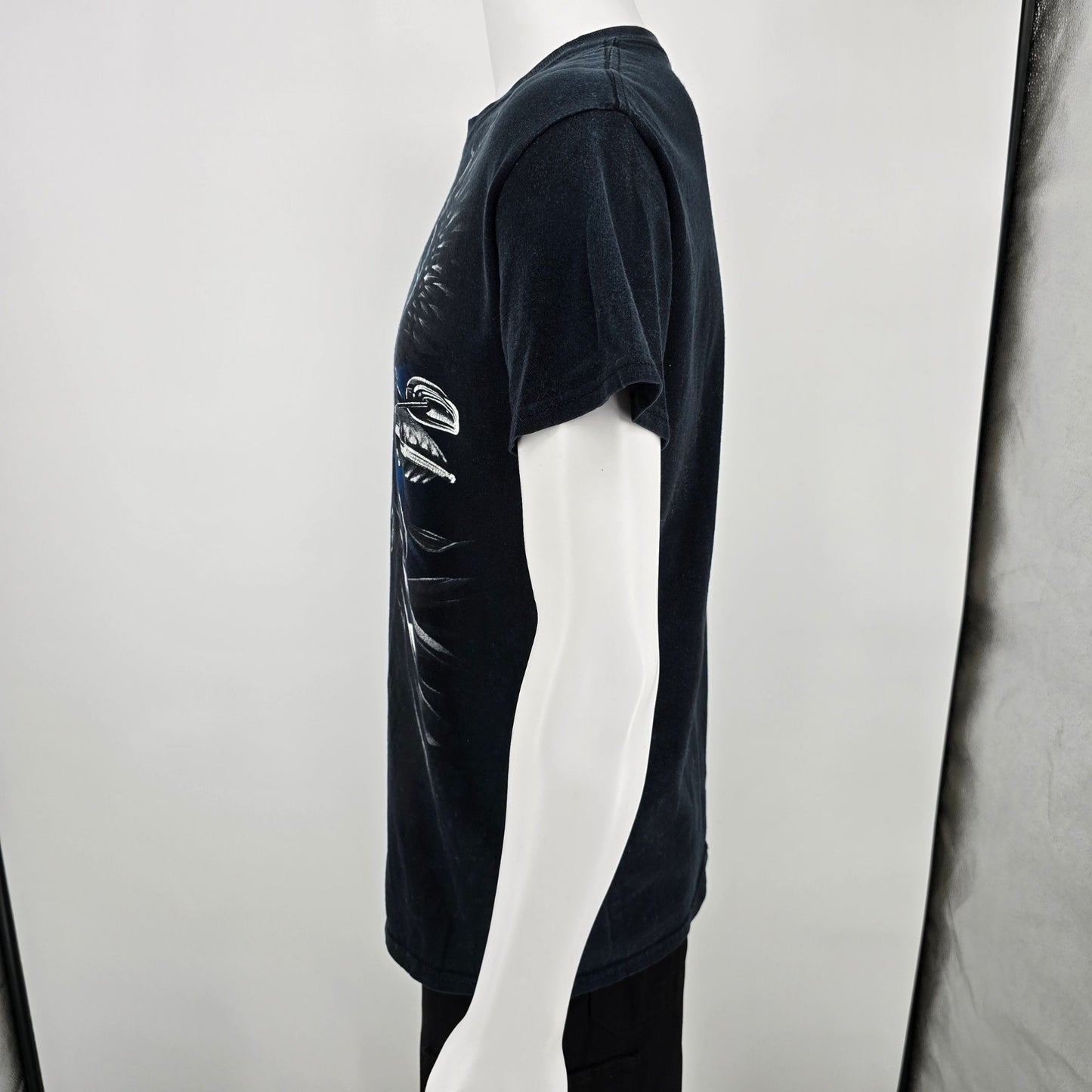 2010s Gildan Heavy Cotton Grim Reaper Motorcycle Graphic Biker T-Shirt (M) *Fair