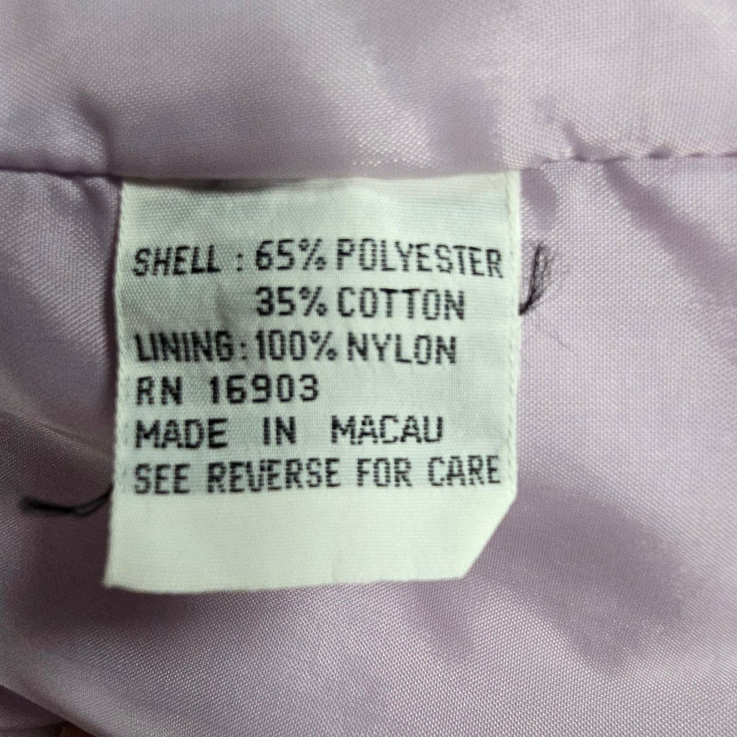 Vintage 1980s White Tiger Macau Lavender Pastel Stripe Windbreaker Jacket (M)