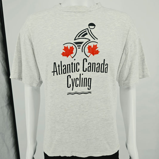 Vintage 1990s Hanes Beefy-T Heather Gray Atlantic Canada Cycling T-Shirt (XL)