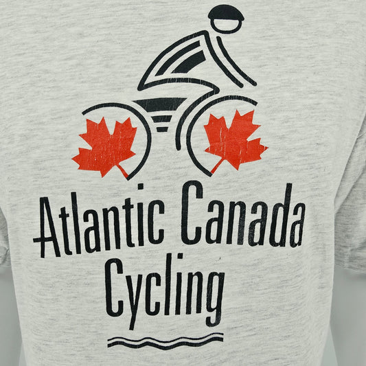 Vintage 1990s Hanes Beefy-T Heather Gray Atlantic Canada Cycling T-Shirt (XL)