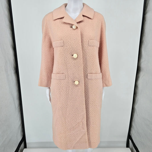Vintage 1960s Marshall Field & Company Frank Gallant Blush Pink Mod Coat (L)