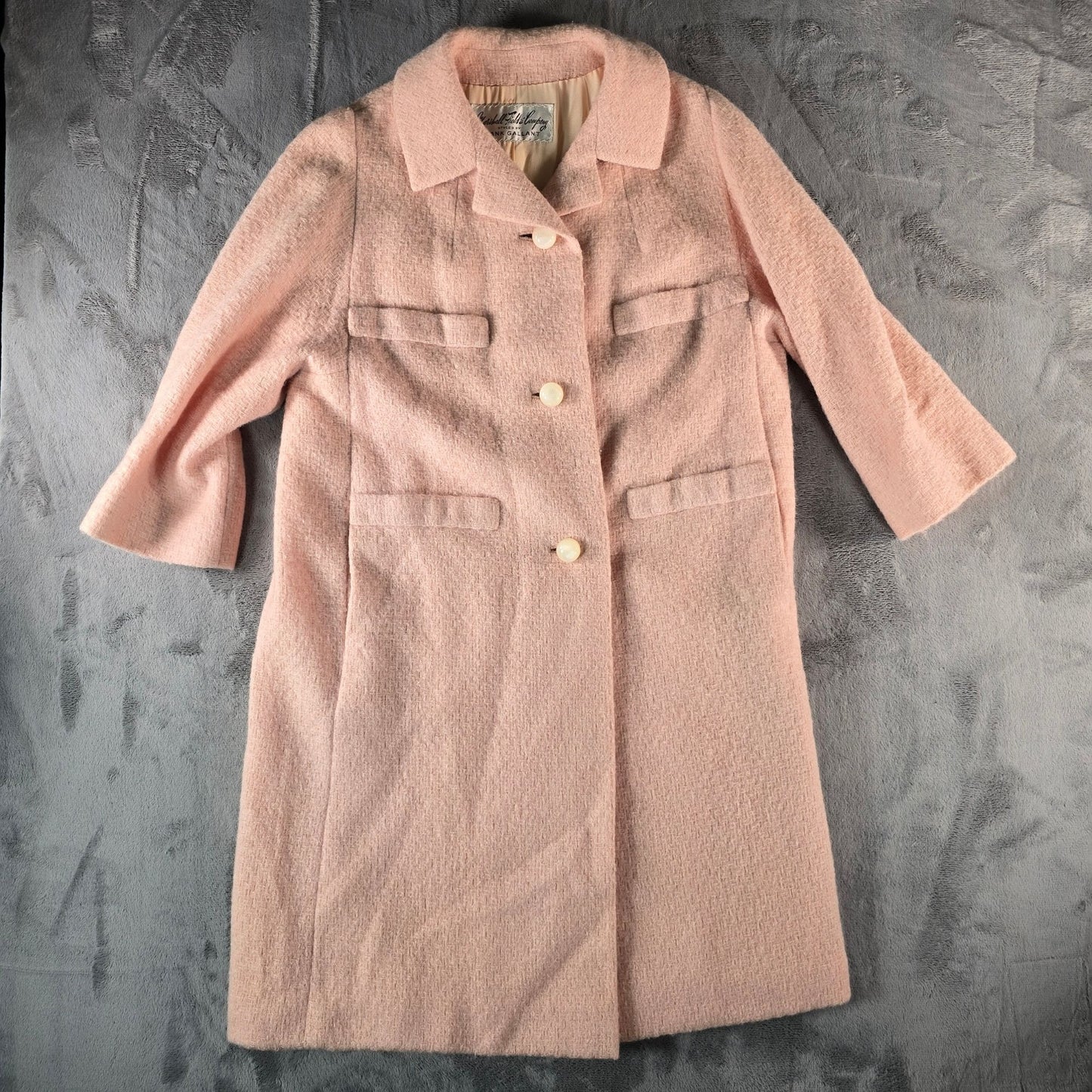 Vintage 1960s Marshall Field & Company Frank Gallant Blush Pink Mod Coat (L)