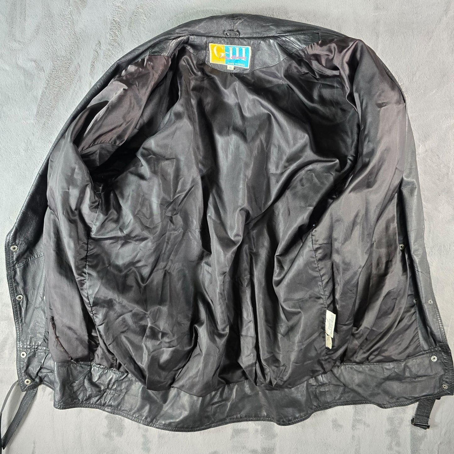 Vintage 1980s G-III Leather Fashions Black Oversized Shawl Collar Jacket (S)