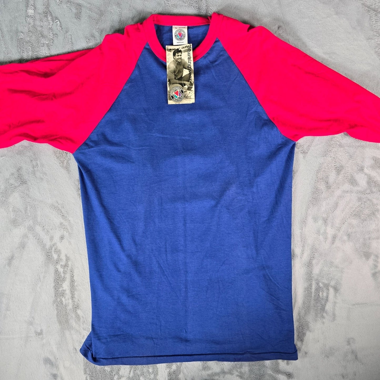 Vintage 1990s NWD Deadstock Munsingwear 3/4 Sleeve Blank Raglan Baseball Tee (L)