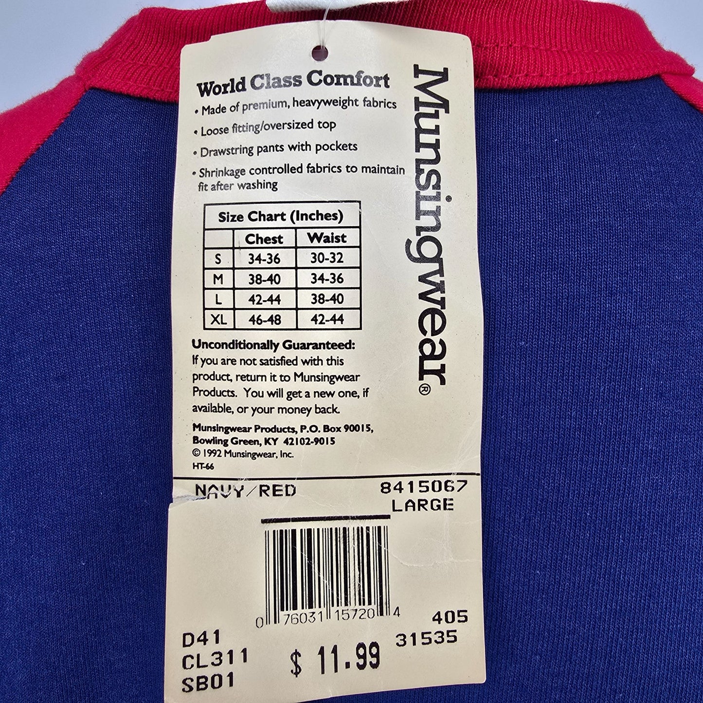 Vintage 1990s NWD Deadstock Munsingwear 3/4 Sleeve Blank Raglan Baseball Tee (L)