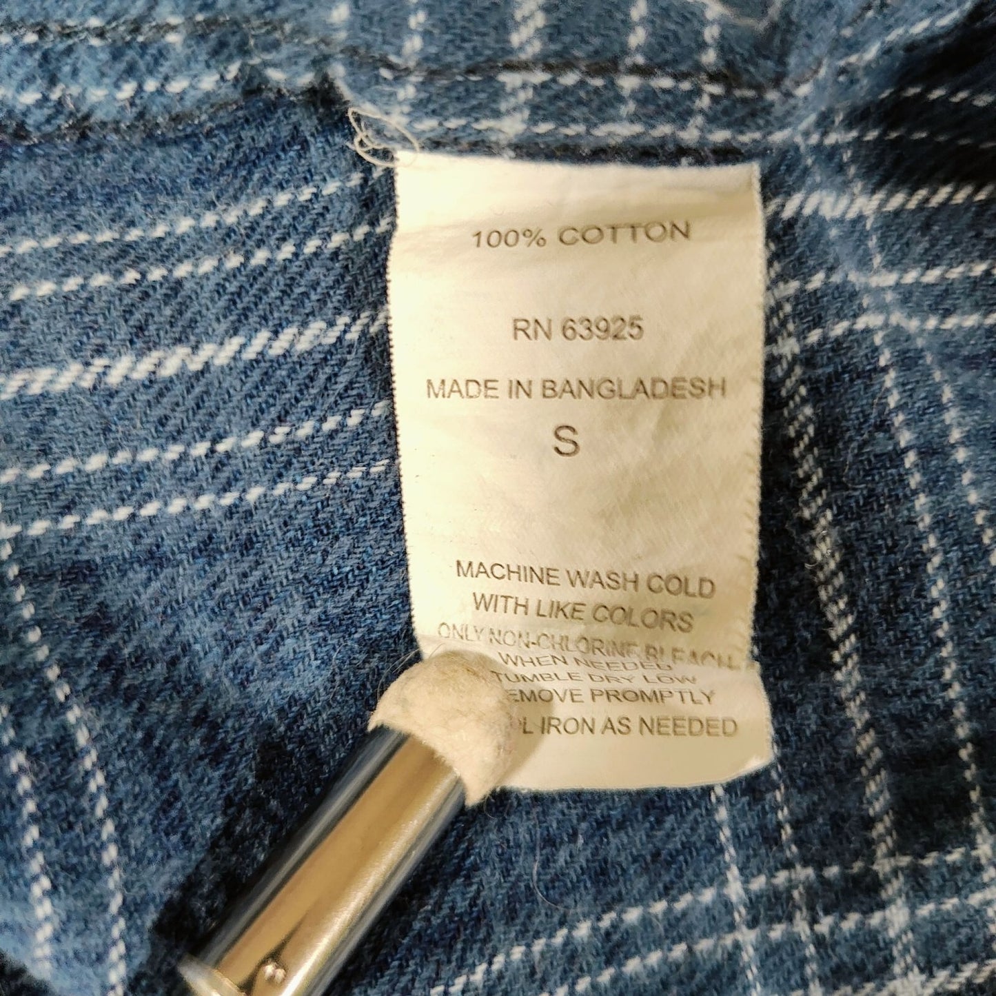 RF Brand MFG Mens Blue Plaid Long Sleeve Button-Up Flannel Shirt (Small)