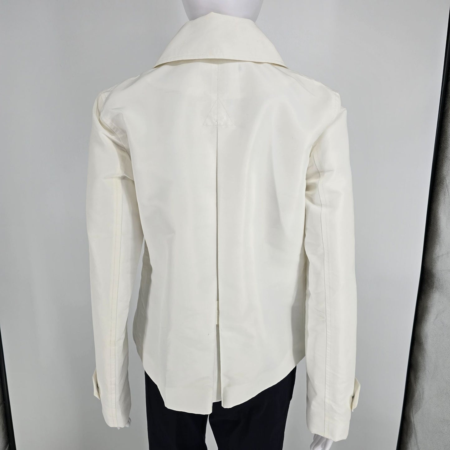 2000s Lauren Ralph Lauren White Polyester Nautical Anchor Button Jacket (S)