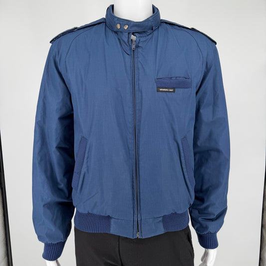 Vintage 1980s Members Only Blue Padded Bomber Jacket (Size 40/Medium)
