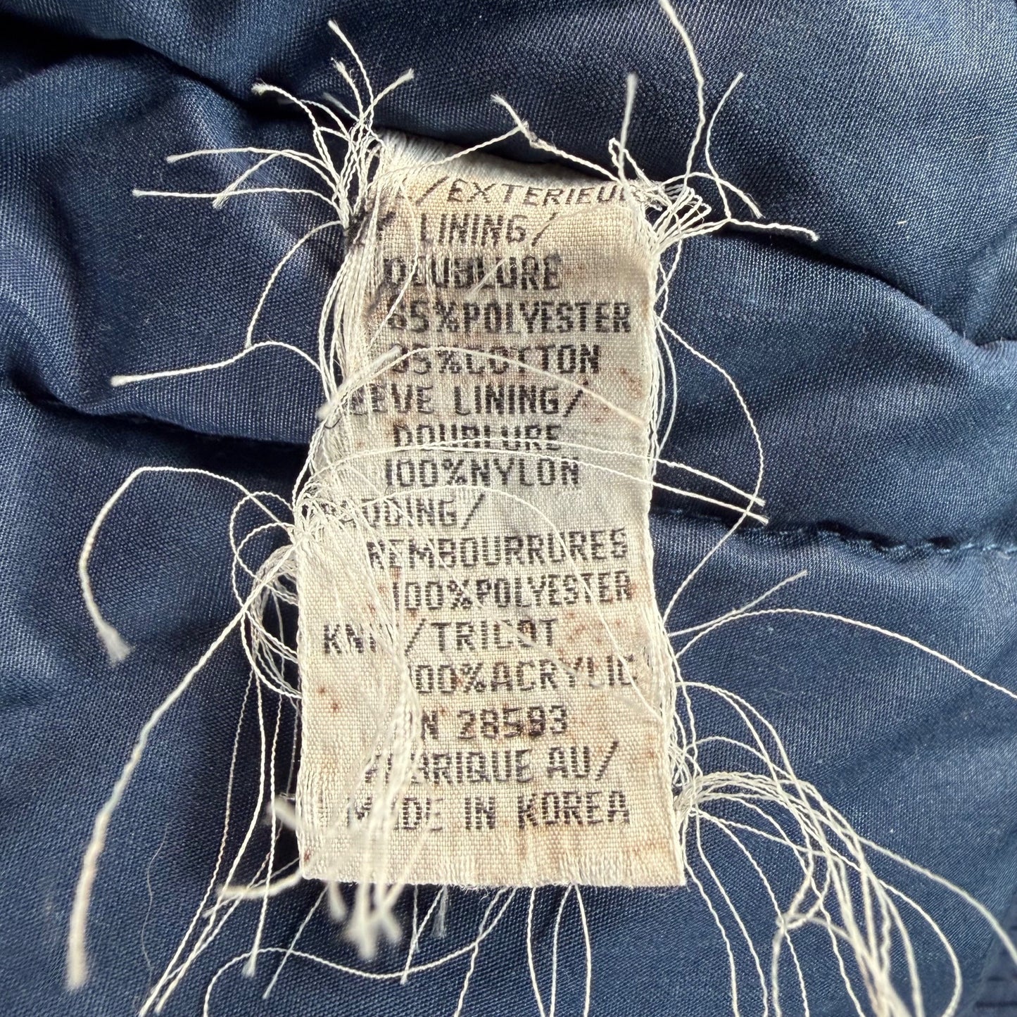 Vintage 1980s Members Only Blue Padded Bomber Jacket (Size 40/Medium)