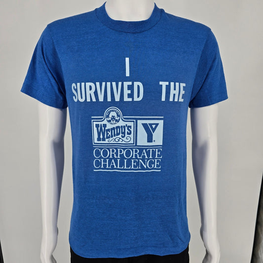 Vintage 1980s"I Survived the Wendy's YMCA Corporate Challenge" T-Shirt (S/M)
