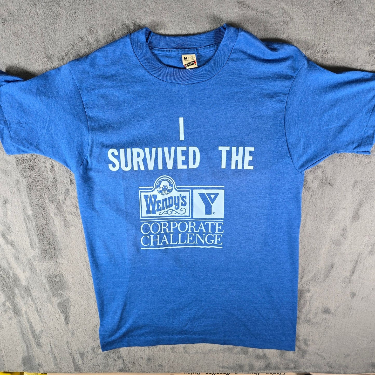Vintage 1980s"I Survived the Wendy's YMCA Corporate Challenge" T-Shirt (S/M)