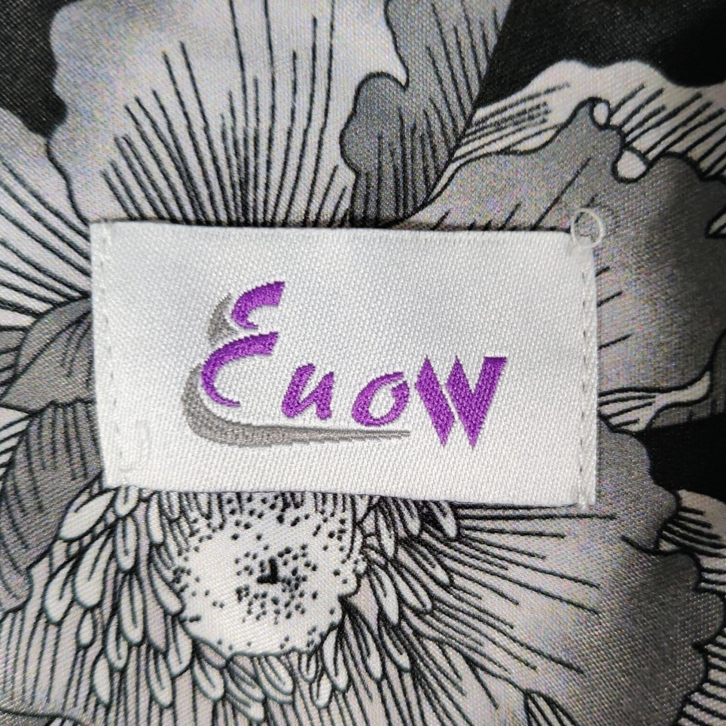 Euow Mens Floral Long Sleeve Black, Red, Gray, and Yellow Hawaiian Shirt (S)