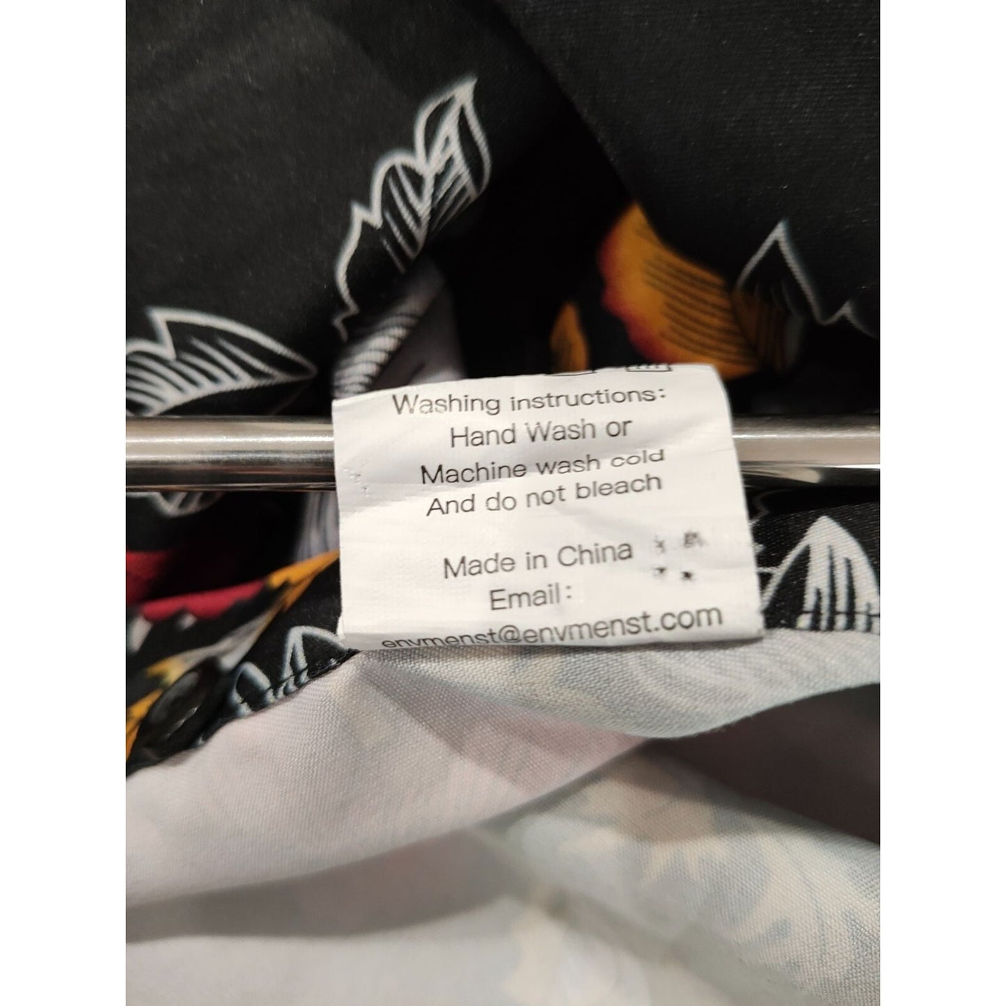 Euow Mens Floral Long Sleeve Black, Red, Gray, and Yellow Hawaiian Shirt (S)