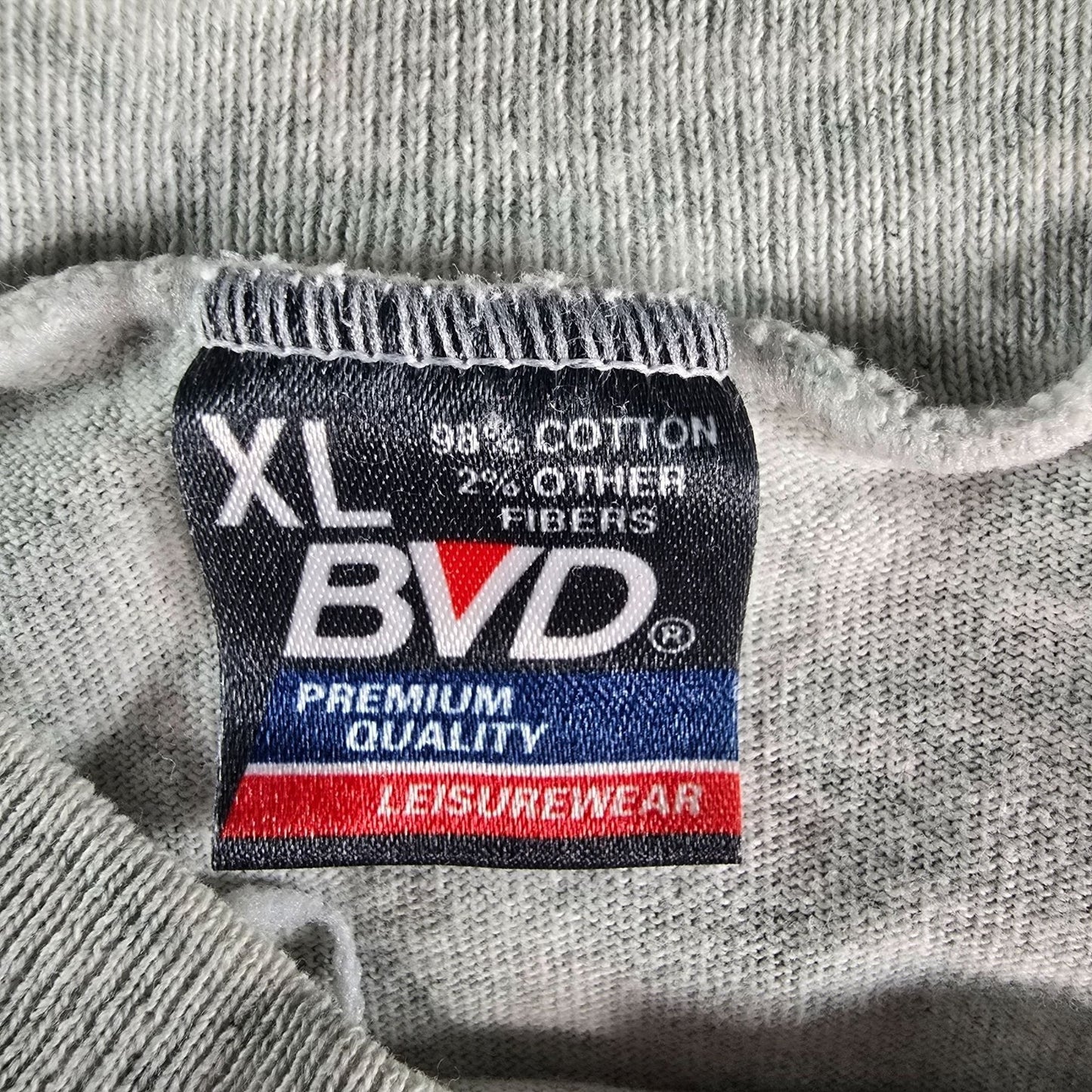 Distressed 1990s BVD Leisurewear Light Gray Blank Single Stitch T-Shirt (XL)