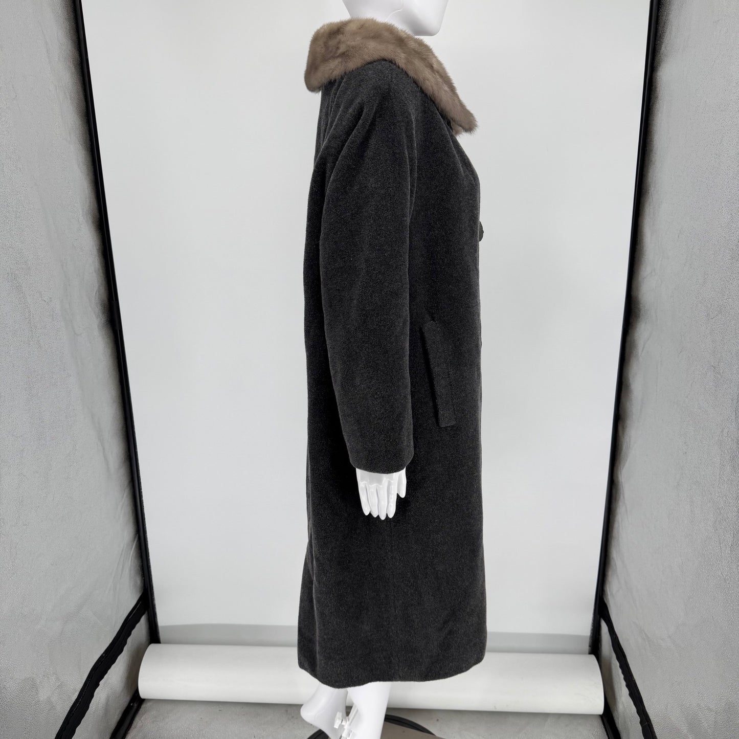 Vintage 1960s Rike-Kumler Women's Fur Collar Constantino Wool Coat (XL)