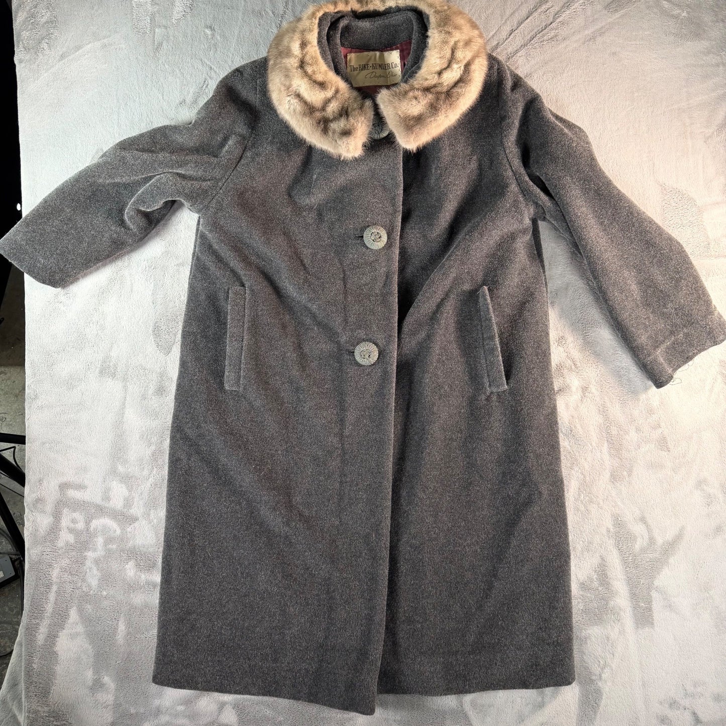 Vintage 1960s Rike-Kumler Women's Fur Collar Constantino Wool Coat (XL)