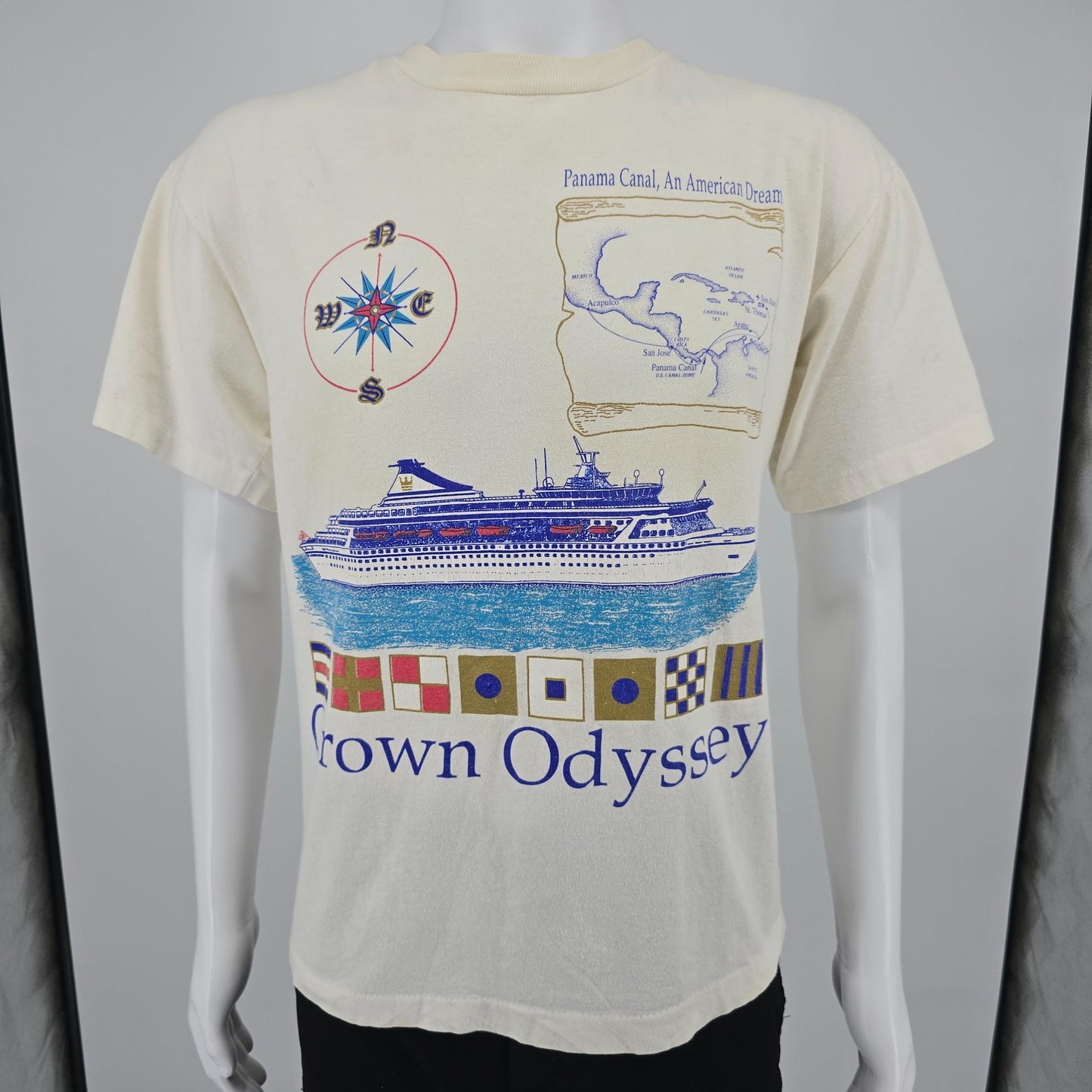 Vintage 1990s Royal Cruise Line Crown Odyssey Panama Canal T-Shirt (L)