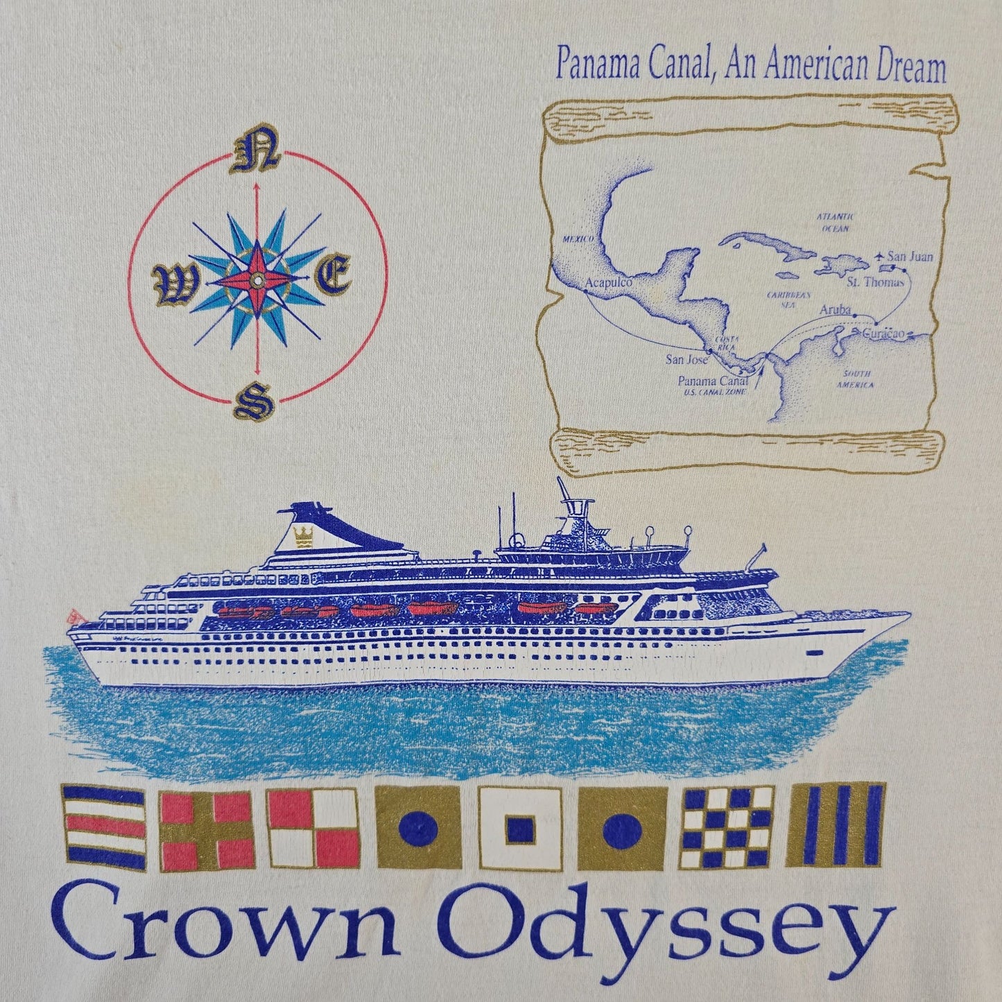 Vintage 1990s Royal Cruise Line Crown Odyssey Panama Canal T-Shirt (L)