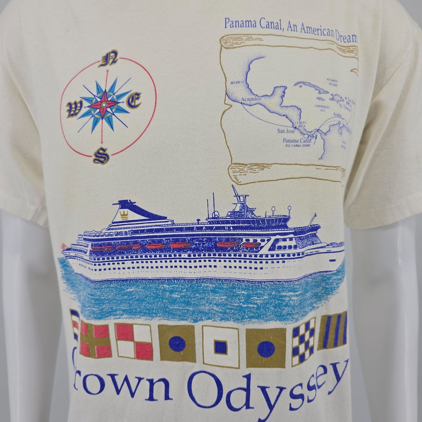 Vintage 1990s Royal Cruise Line Crown Odyssey Panama Canal T-Shirt (L)