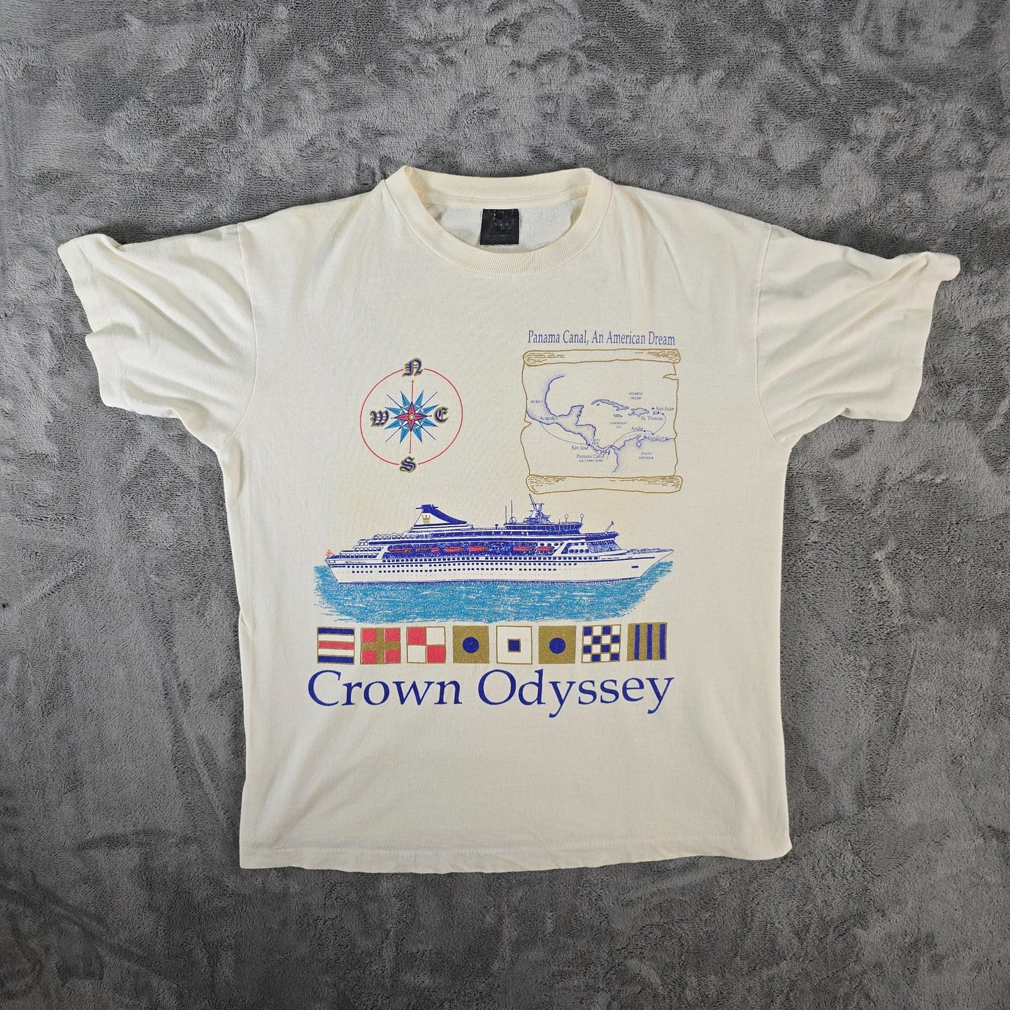Vintage 1990s Royal Cruise Line Crown Odyssey Panama Canal T-Shirt (L)