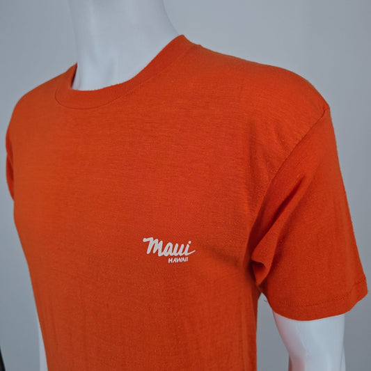 Vintage 1980s Healthknit Orange Maui Hawaii Souvenir/Tourist T-Shirt (M)