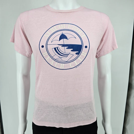 Vintage 1980s B.J. Designs "Albuquerque Beach Club" Thin & Soft Pink T-Shirt (M)