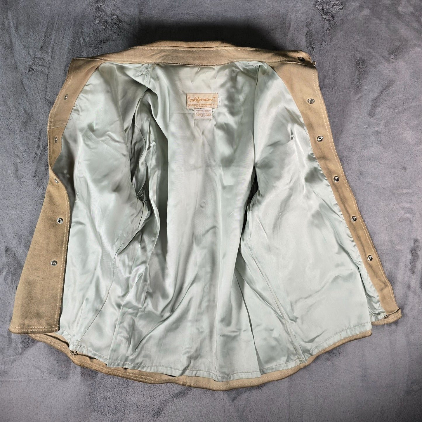 Vintage 1970s Californian Mens Tan Nubuck Leather Western Shirt Jacket (M)