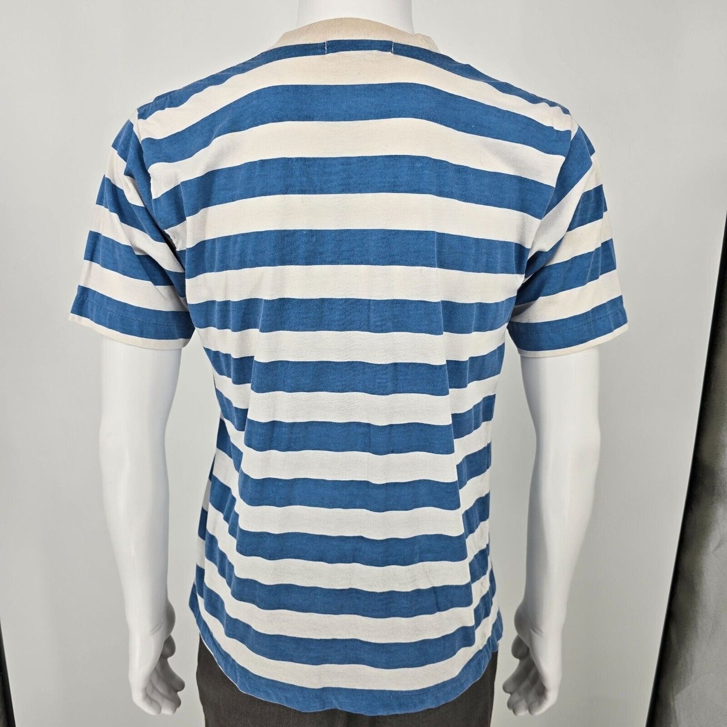 Vintage 1990s Embroidered Bahamas Yachting Striped Nautical T-Shirt (M)
