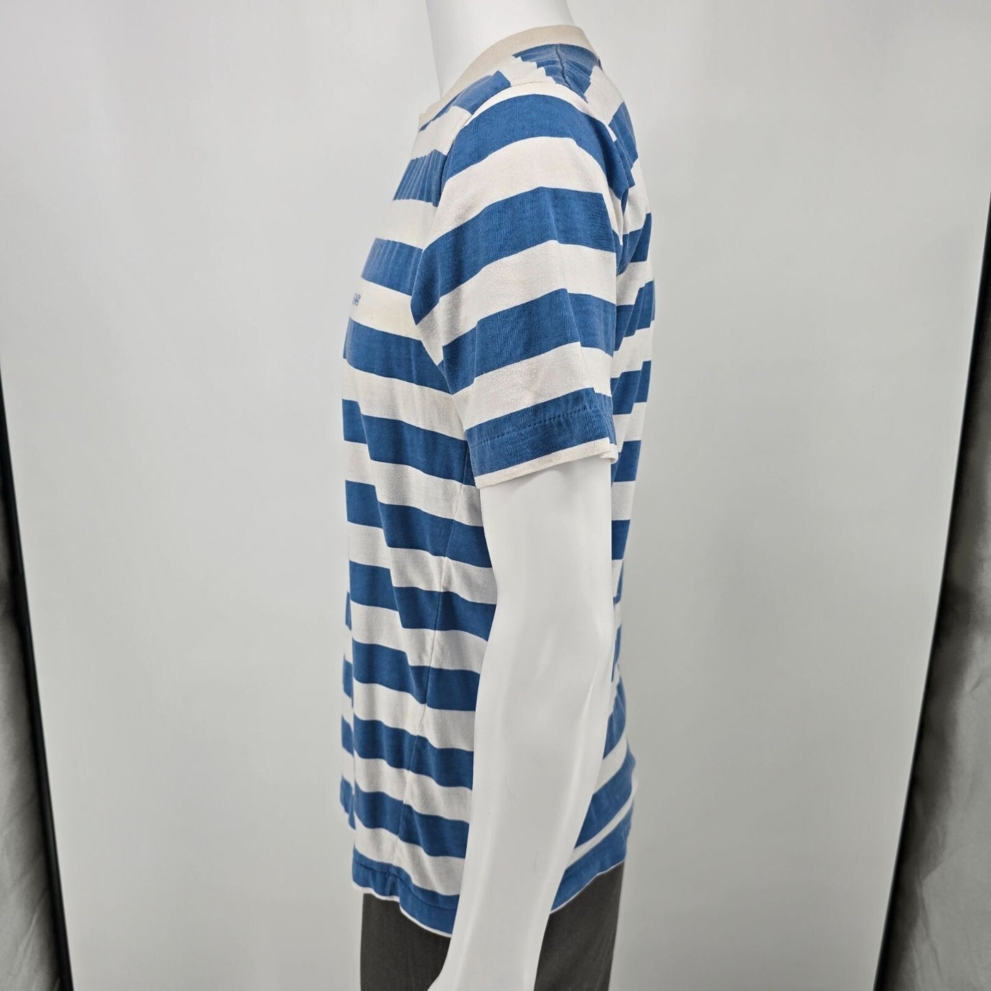Vintage 1990s Embroidered Bahamas Yachting Striped Nautical T-Shirt (M)