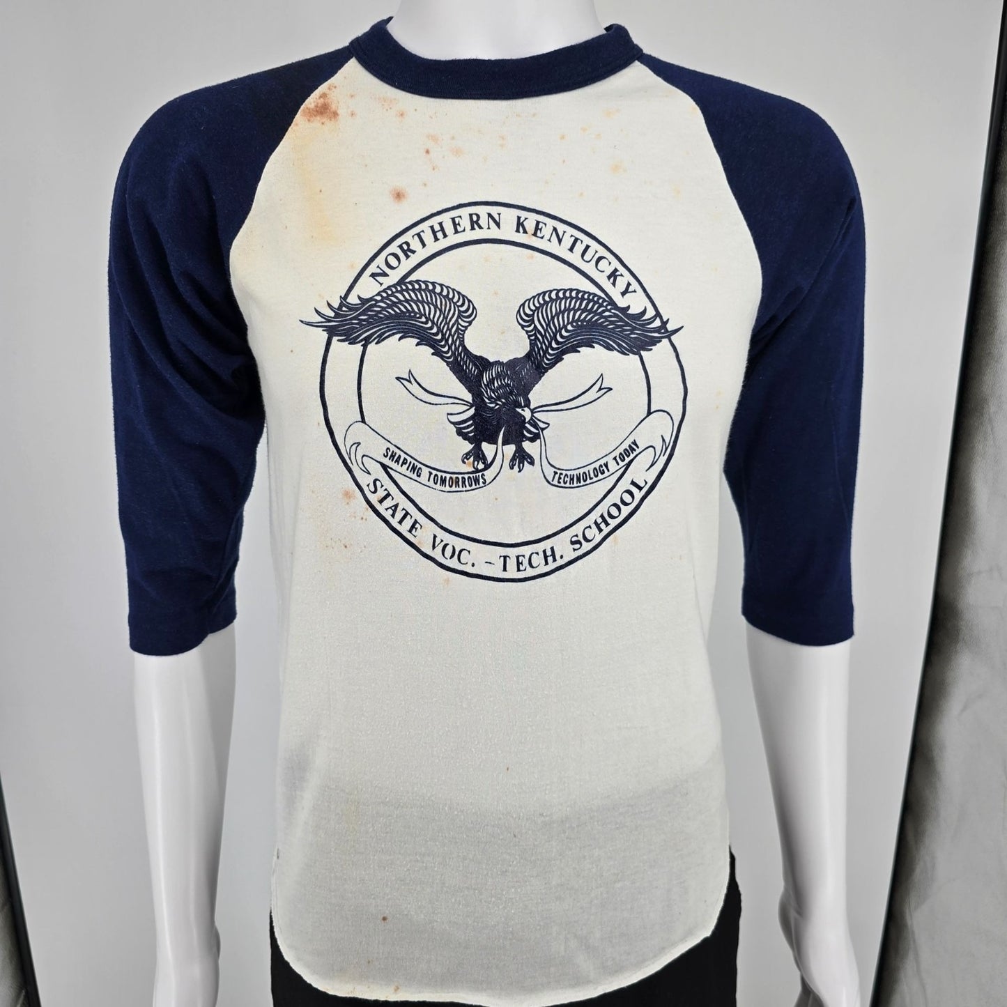 Vintage 1980s Northern Kentucky State Voc.-Tech. School Raglan T-Shirt (S)