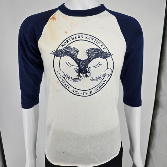Vintage 1980s Northern Kentucky State Voc.-Tech. School Raglan T-Shirt (S)