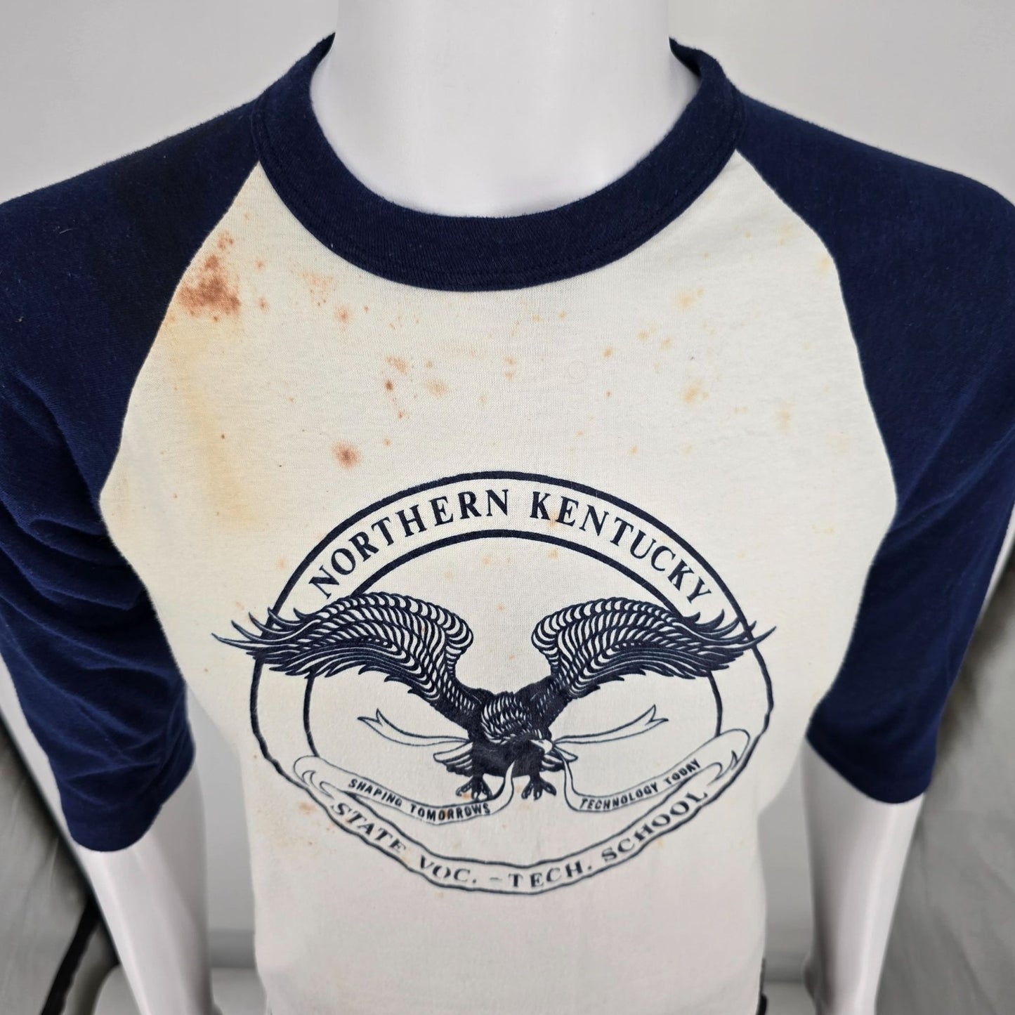 Vintage 1980s Northern Kentucky State Voc.-Tech. School Raglan T-Shirt (S)
