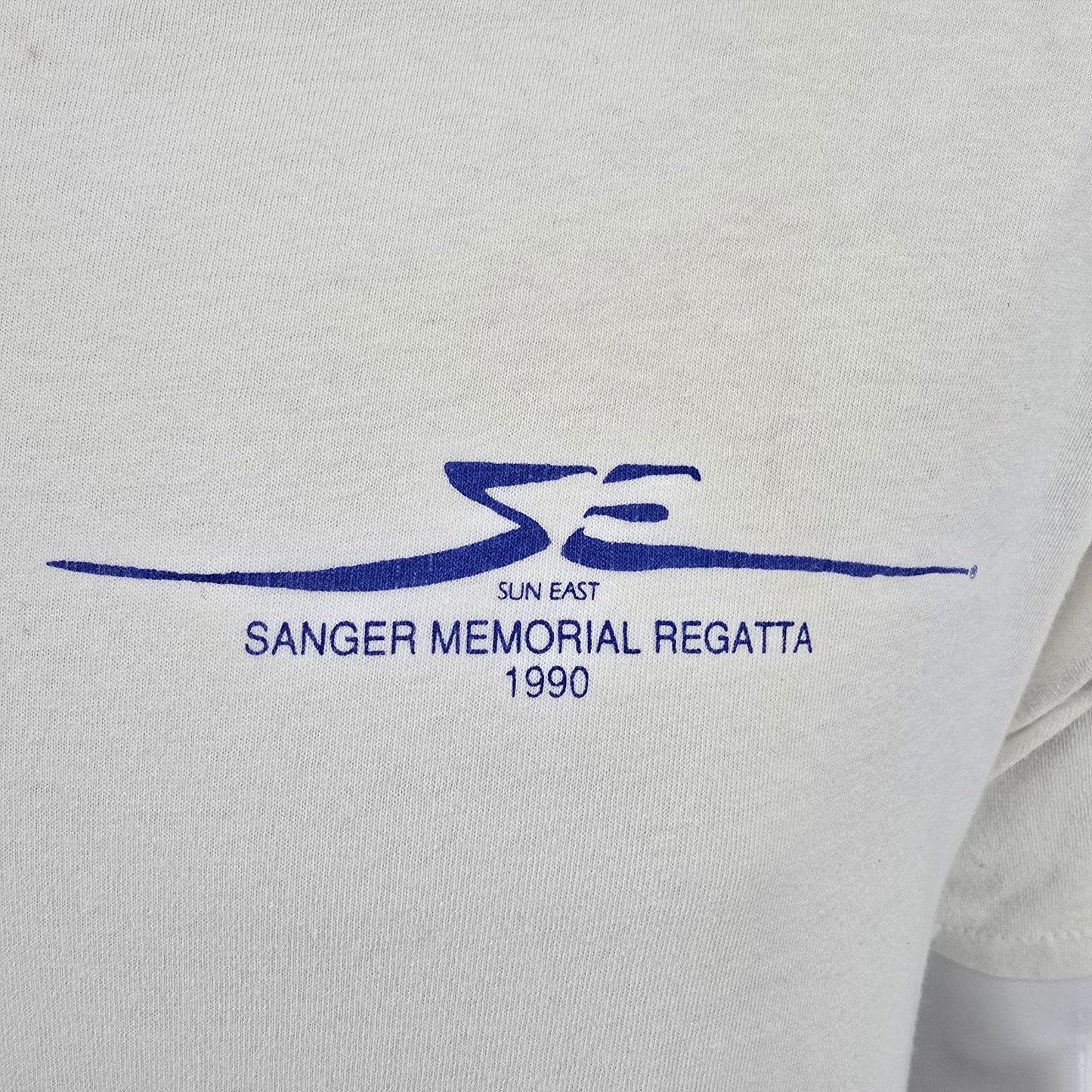 Vintage 1990 Sun East White Sanger Memorial Regatta Windsurfing T-Shirt (M)