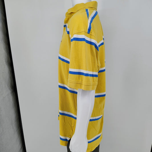 Tommy Hilfiger 2010 Yellow Two Button Polo with Blue and White Stripes (2XL)