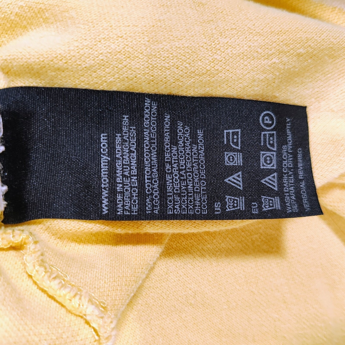 Tommy Hilfiger 2010 Yellow Two Button Polo with Blue and White Stripes (2XL)