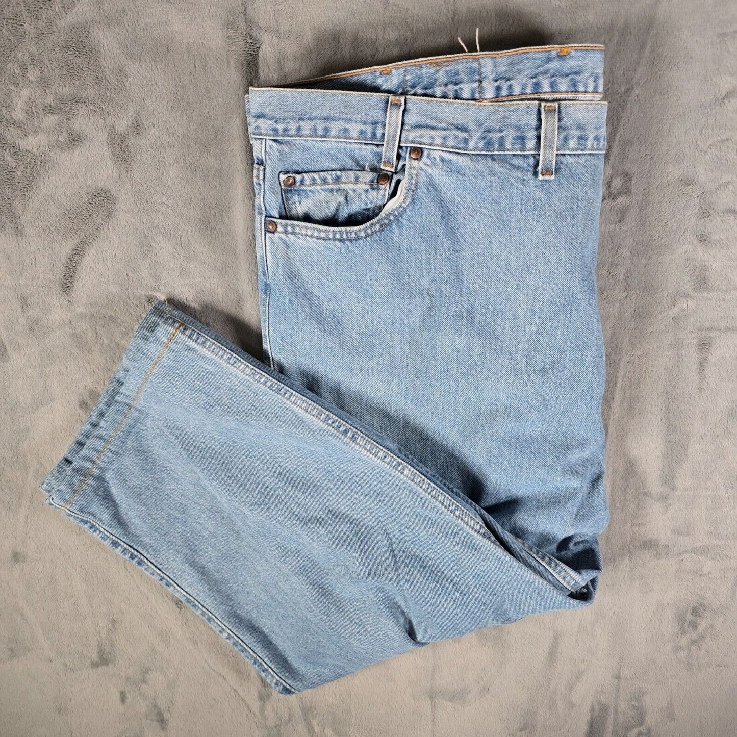 Vintage 1998 Levi's Mens 540 Relaxed Fit Light Wash Brown Tab Blue Jeans (54x23)