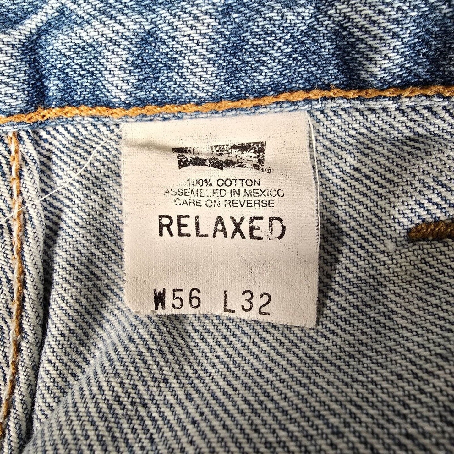 Vintage 1998 Levi's Mens 540 Relaxed Fit Light Wash Brown Tab Blue Jeans (54x23)
