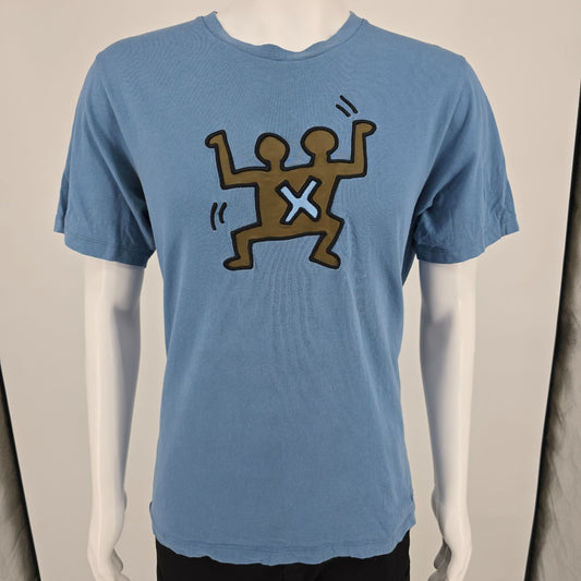 2010s Coach X Keith Haring F67674 Blue Siamese Twins Art T-Shirt (L) *Flaws
