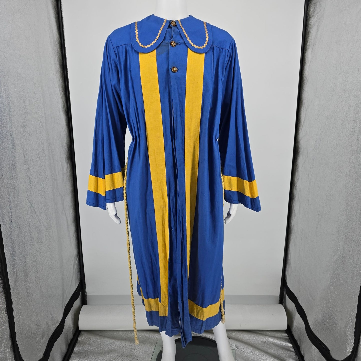 Vintage 1970s Handmade Blue/Gold Theatrical Costume/ Medieval Choir Robe (OSFM)