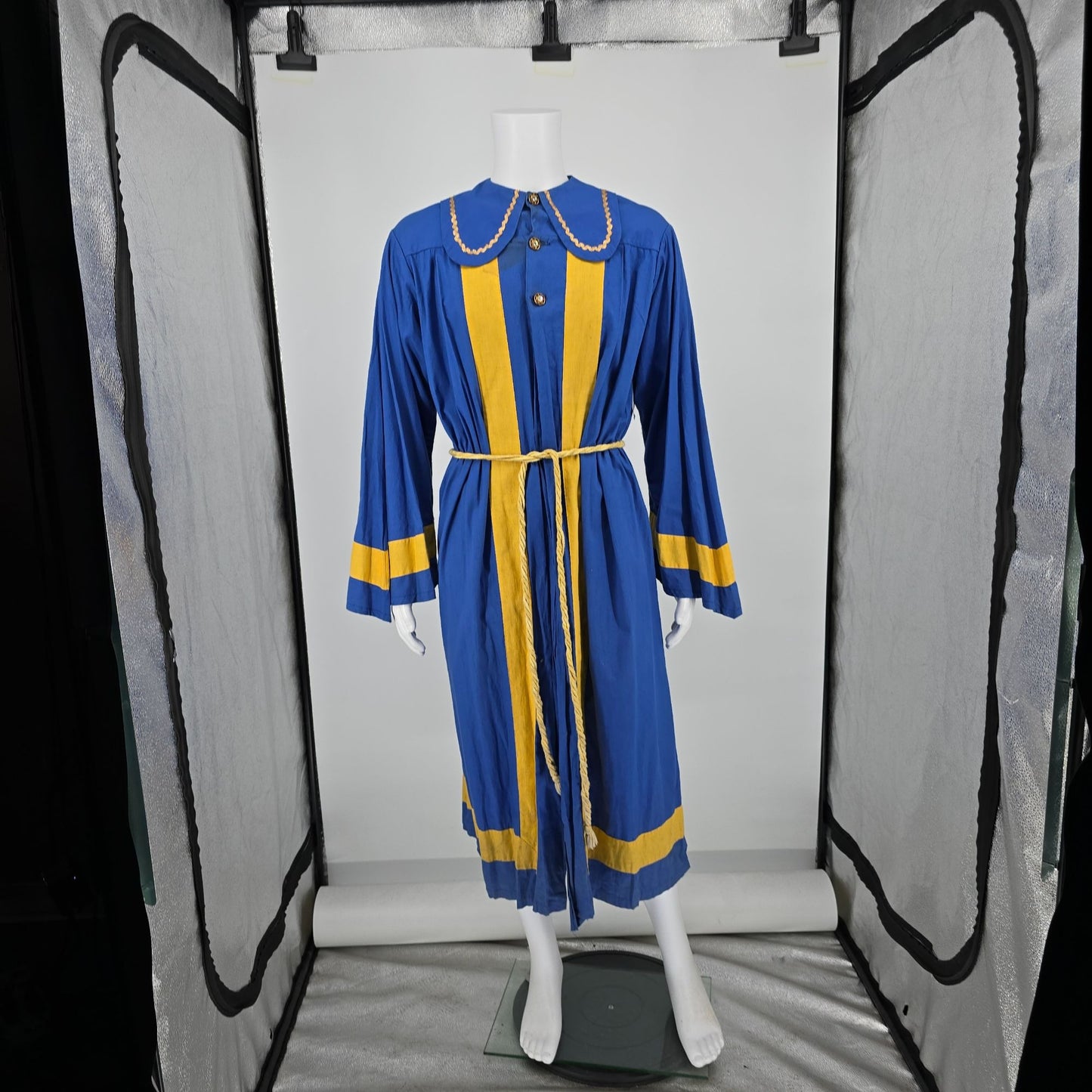 Vintage 1970s Handmade Blue/Gold Theatrical Costume/ Medieval Choir Robe (OSFM)