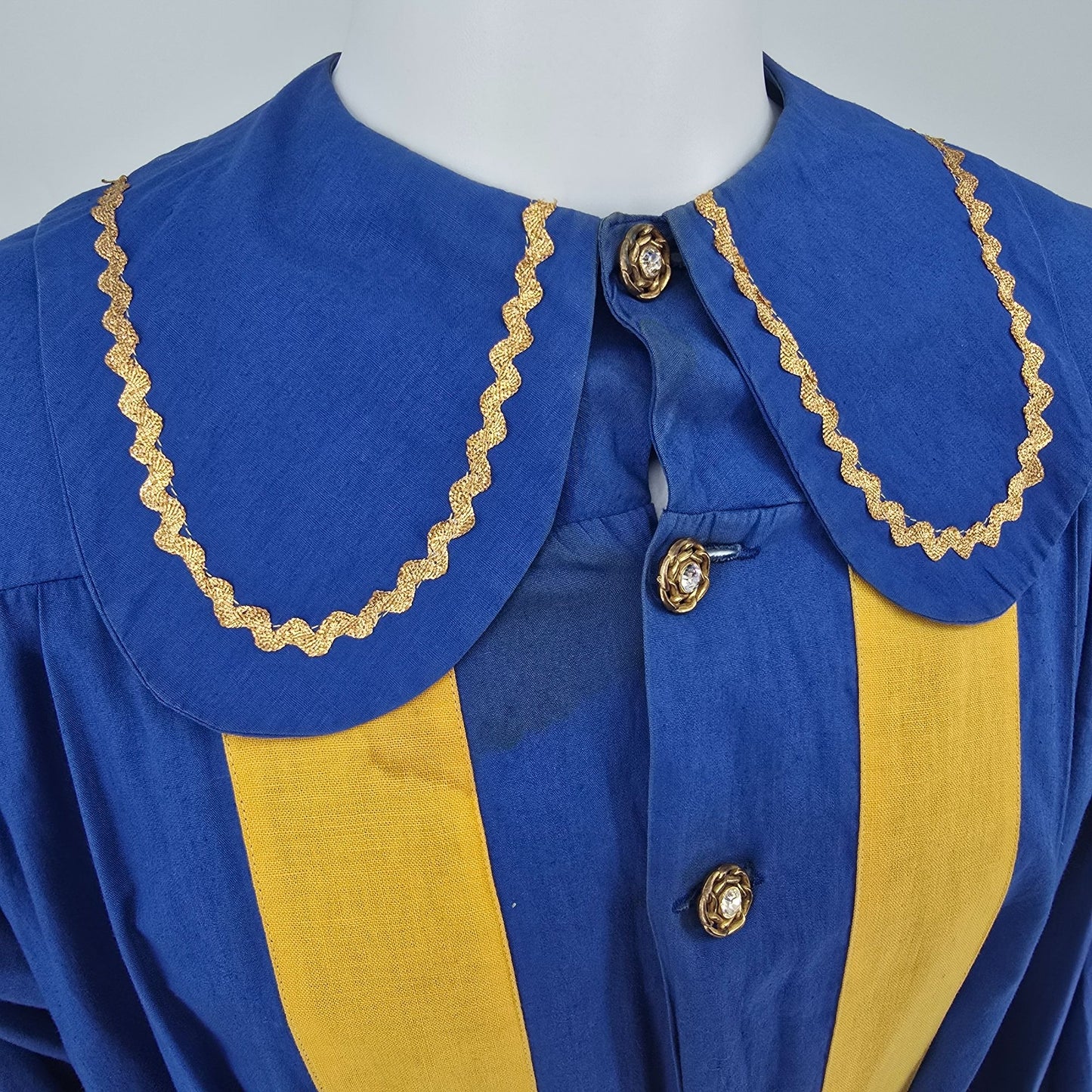 Vintage 1970s Handmade Blue/Gold Theatrical Costume/ Medieval Choir Robe (OSFM)