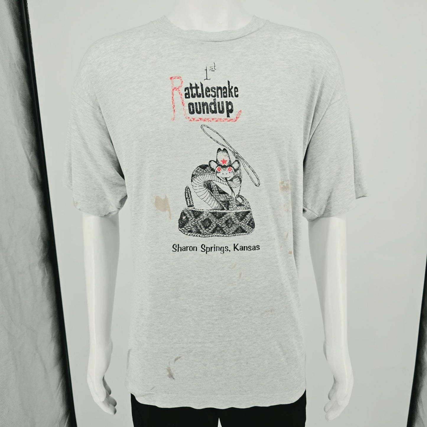 Vintage 1992 1st Rattlesnake Roundup Sharon Springs Kansas T-Shirt (XXL)