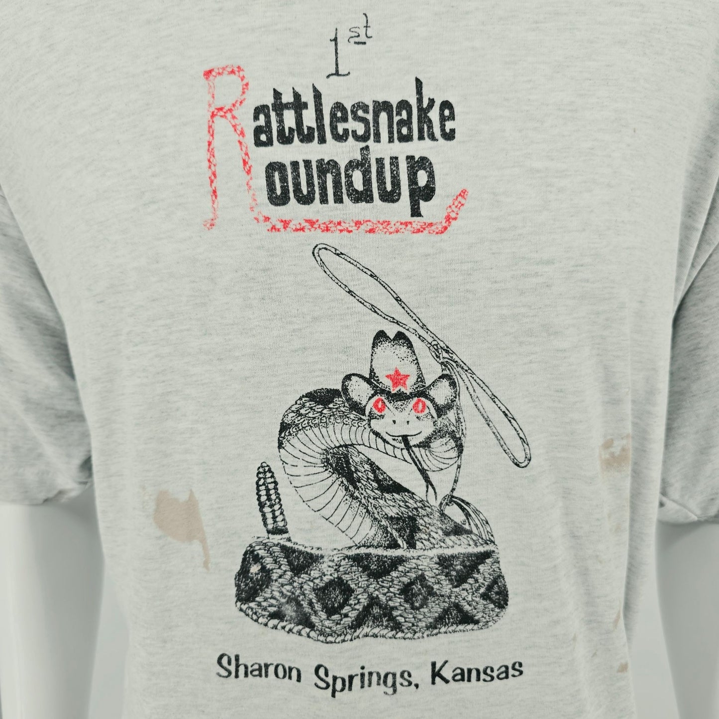 Vintage 1992 1st Rattlesnake Roundup Sharon Springs Kansas T-Shirt (XXL)