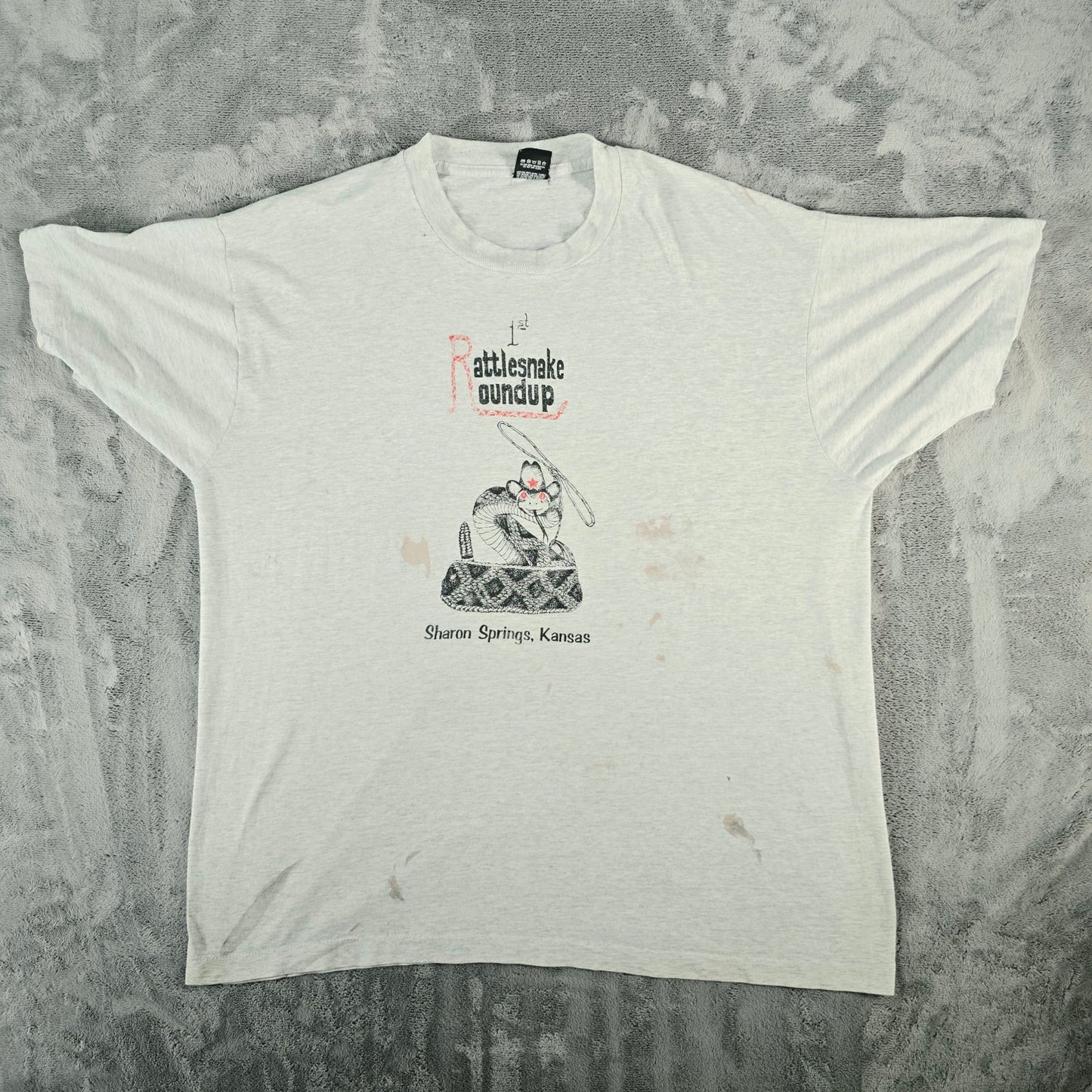 Vintage 1992 1st Rattlesnake Roundup Sharon Springs Kansas T-Shirt (XXL)